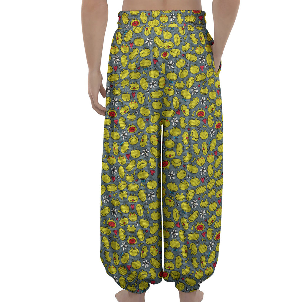 Frog Faces Pattern Print Lantern Pants