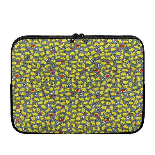 Frog Faces Pattern Print Laptop Sleeve