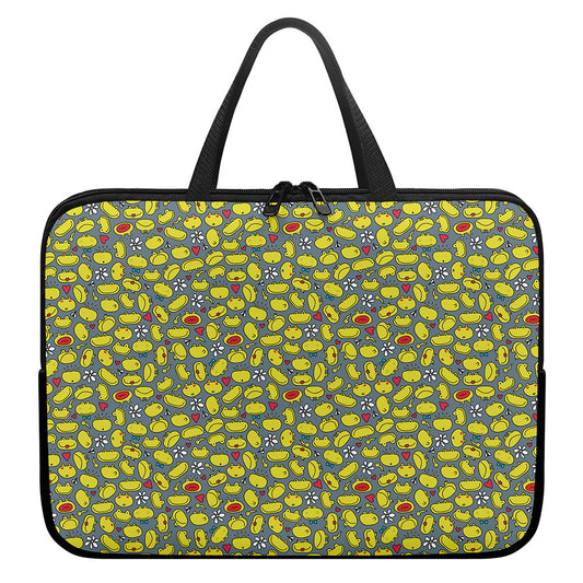 Frog Faces Pattern Print Laptop Sleeve With Handle