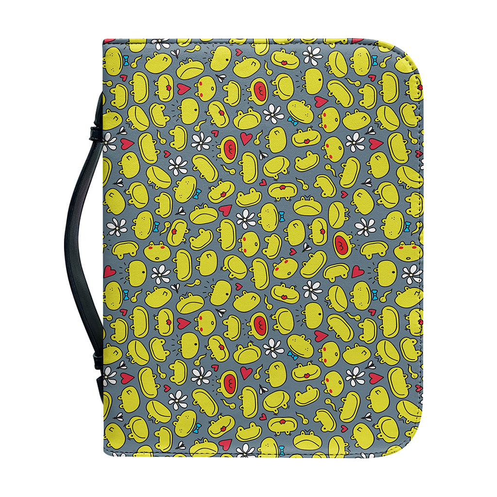 Frog Faces Pattern Print Leather Bible Cover