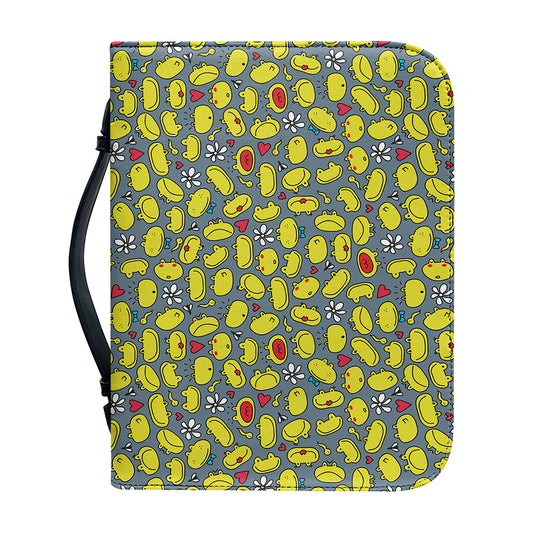 Frog Faces Pattern Print Leather Bible Cover