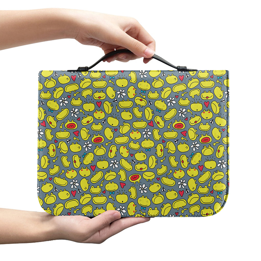 Frog Faces Pattern Print Leather Bible Cover