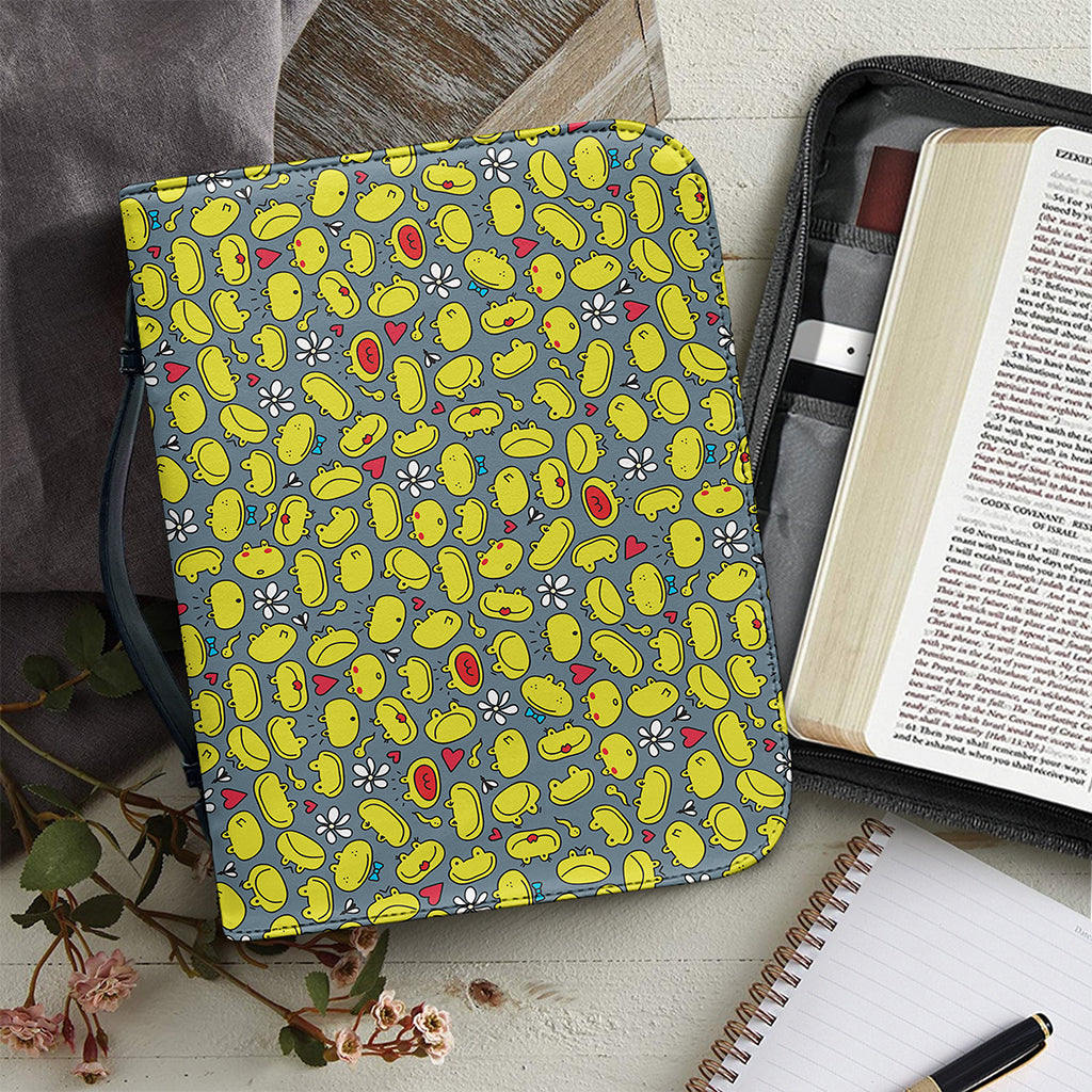 Frog Faces Pattern Print Leather Bible Cover