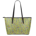 Frog Faces Pattern Print Leather Tote Bag With Zipper