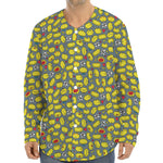 Frog Faces Pattern Print Long Sleeve Baseball Jersey
