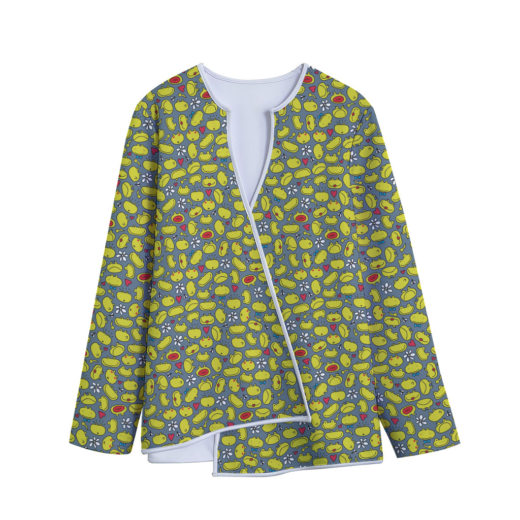 Frog Faces Pattern Print Long Sleeve Short Coat