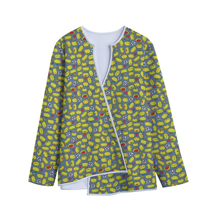 Frog Faces Pattern Print Long Sleeve Short Coat