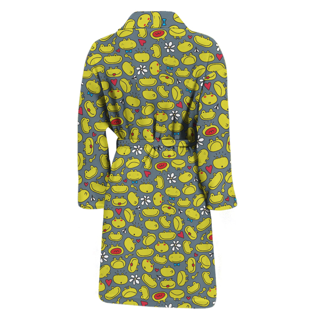 Frog Faces Pattern Print Men's Bathrobe