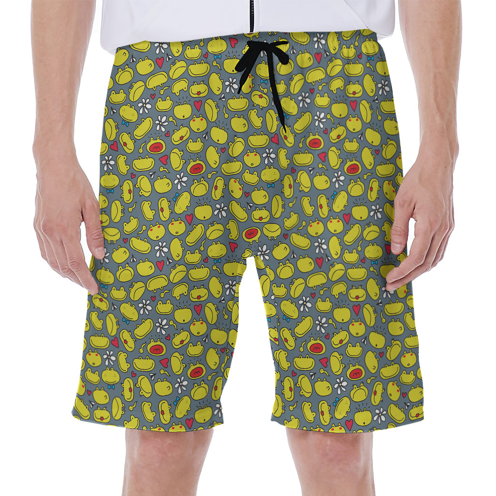 Frog Faces Pattern Print Men's Beach Shorts