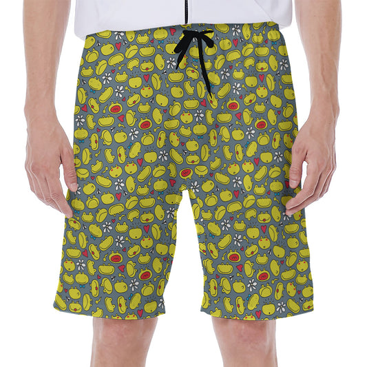 Frog Faces Pattern Print Men's Beach Shorts