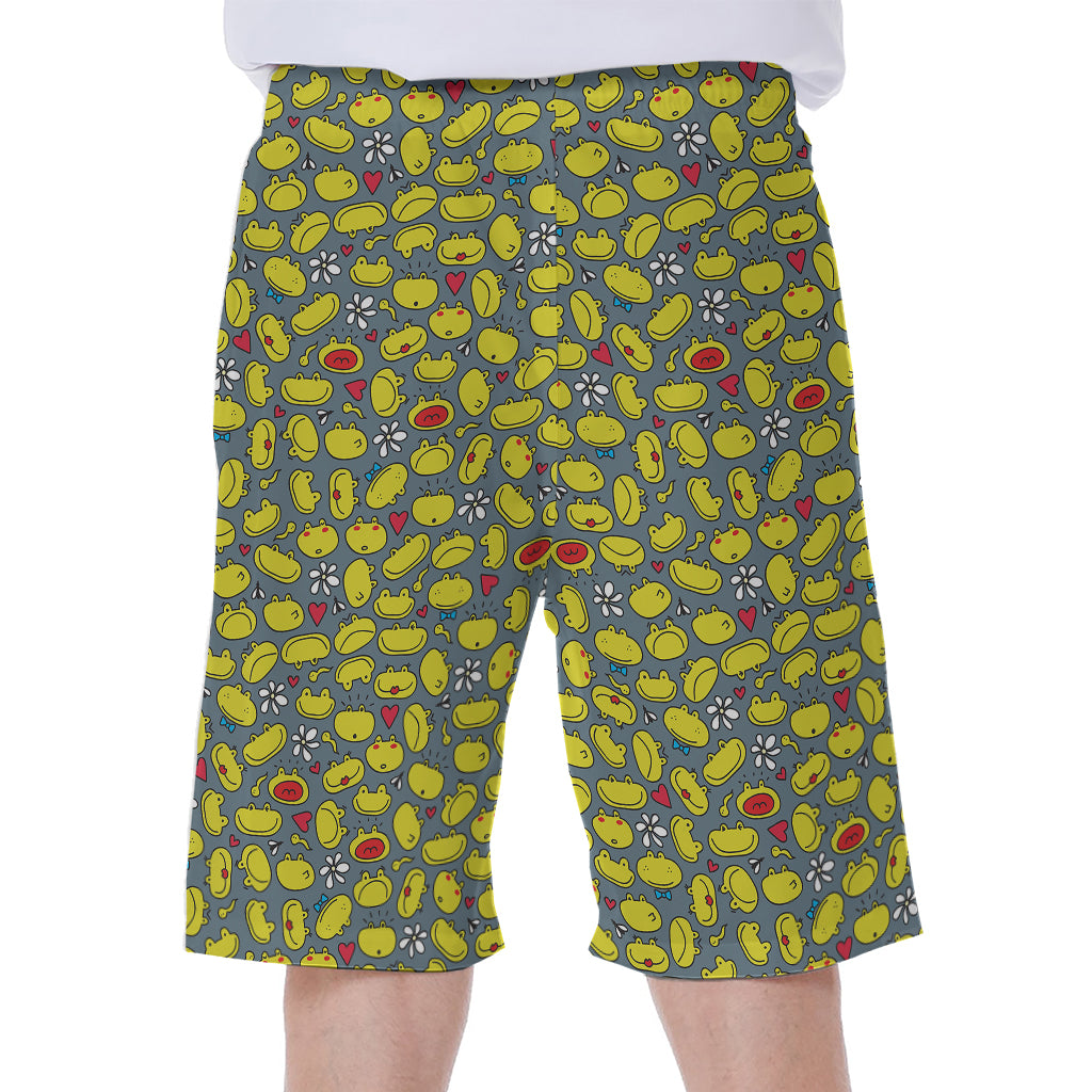 Frog Faces Pattern Print Men's Beach Shorts