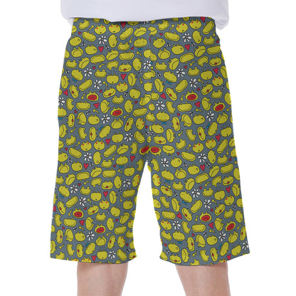 Frog Faces Pattern Print Men's Beach Shorts