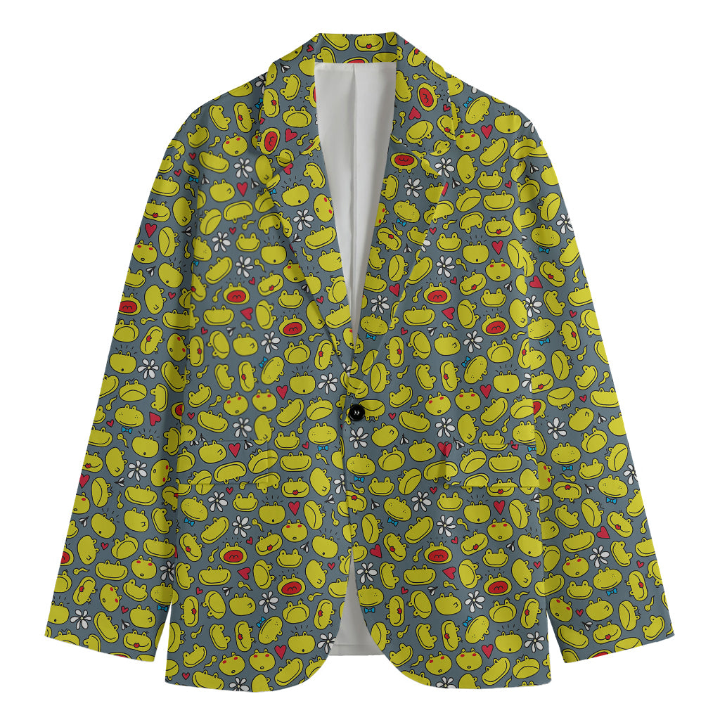 Frog Faces Pattern Print Men's Blazer