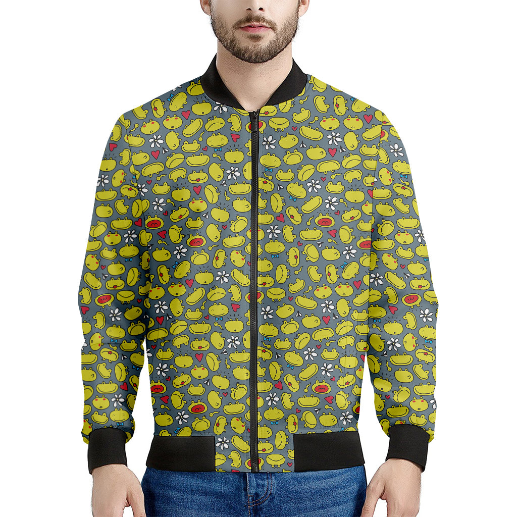 Frog Faces Pattern Print Men's Bomber Jacket
