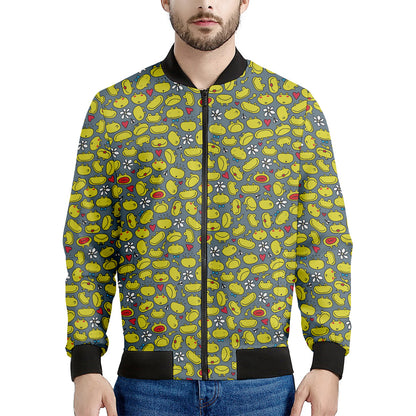 Frog Faces Pattern Print Men's Bomber Jacket