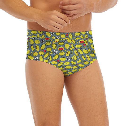 Frog Faces Pattern Print Men's Briefs