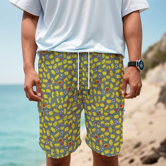 Frog Faces Pattern Print Men's Cargo Shorts