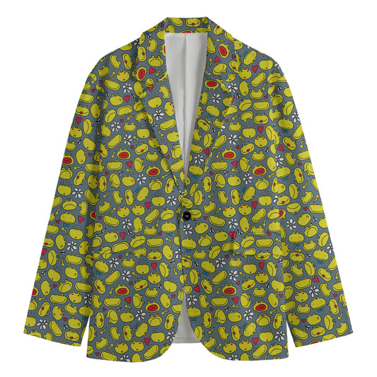 Frog Faces Pattern Print Men's Cotton Blazer