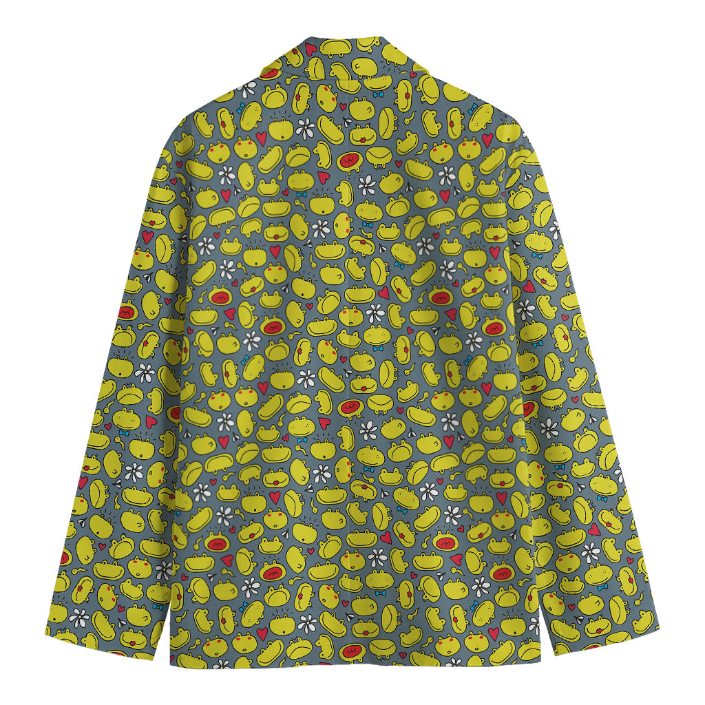 Frog Faces Pattern Print Men's Cotton Blazer