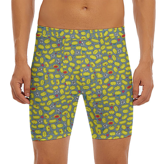 Frog Faces Pattern Print Men's Long Boxer Briefs