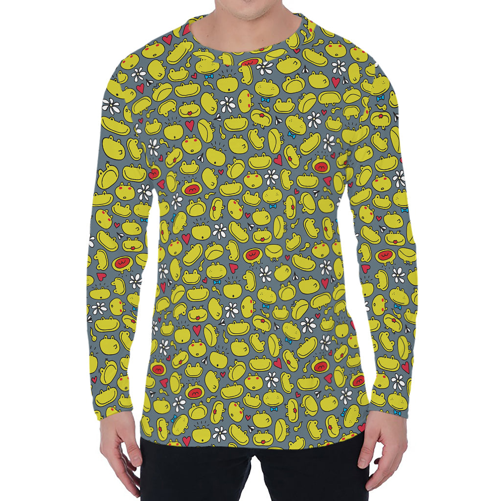 Frog Faces Pattern Print Men's Long Sleeve T-Shirt