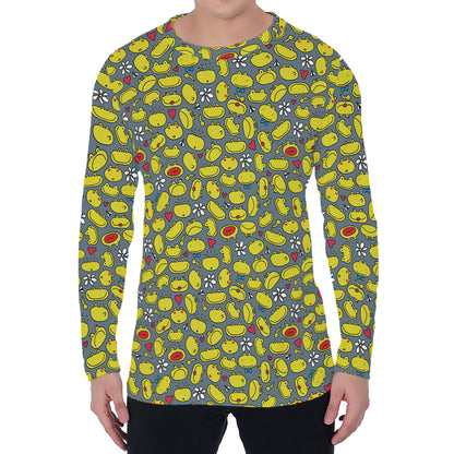 Frog Faces Pattern Print Men's Long Sleeve T-Shirt
