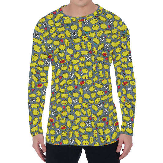 Frog Faces Pattern Print Men's Long Sleeve T-Shirt