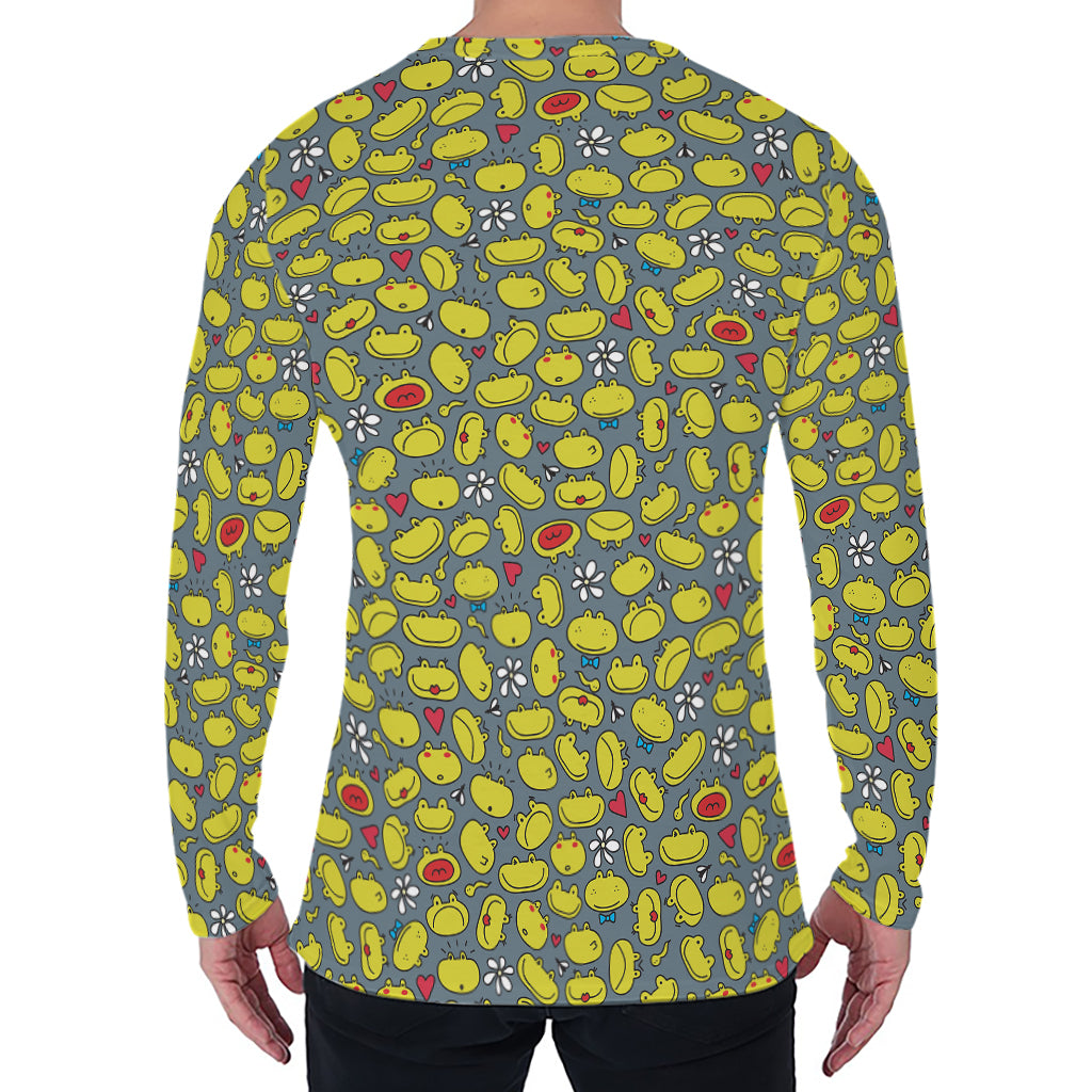 Frog Faces Pattern Print Men's Long Sleeve T-Shirt