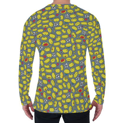Frog Faces Pattern Print Men's Long Sleeve T-Shirt