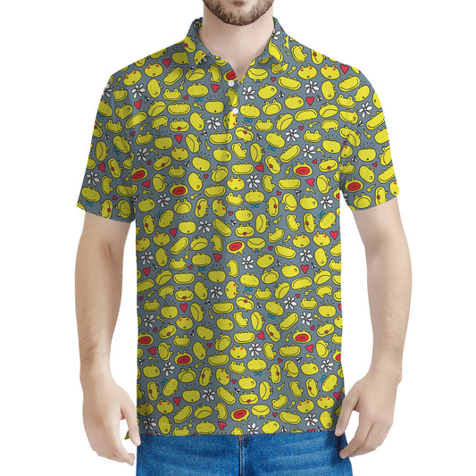 Frog Faces Pattern Print Men's Polo Shirt