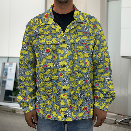 Frog Faces Pattern Print Men's Shirt Jacket