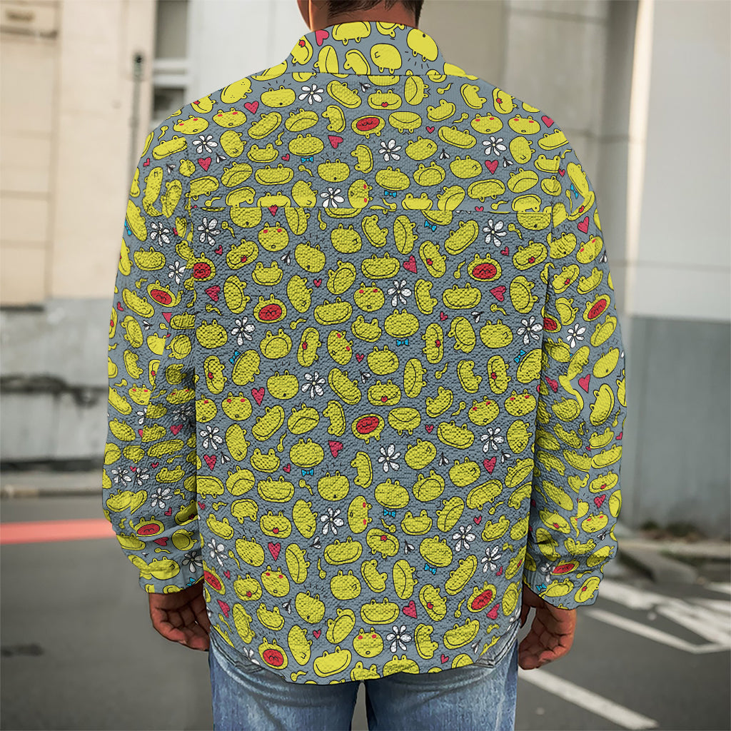 Frog Faces Pattern Print Men's Shirt Jacket