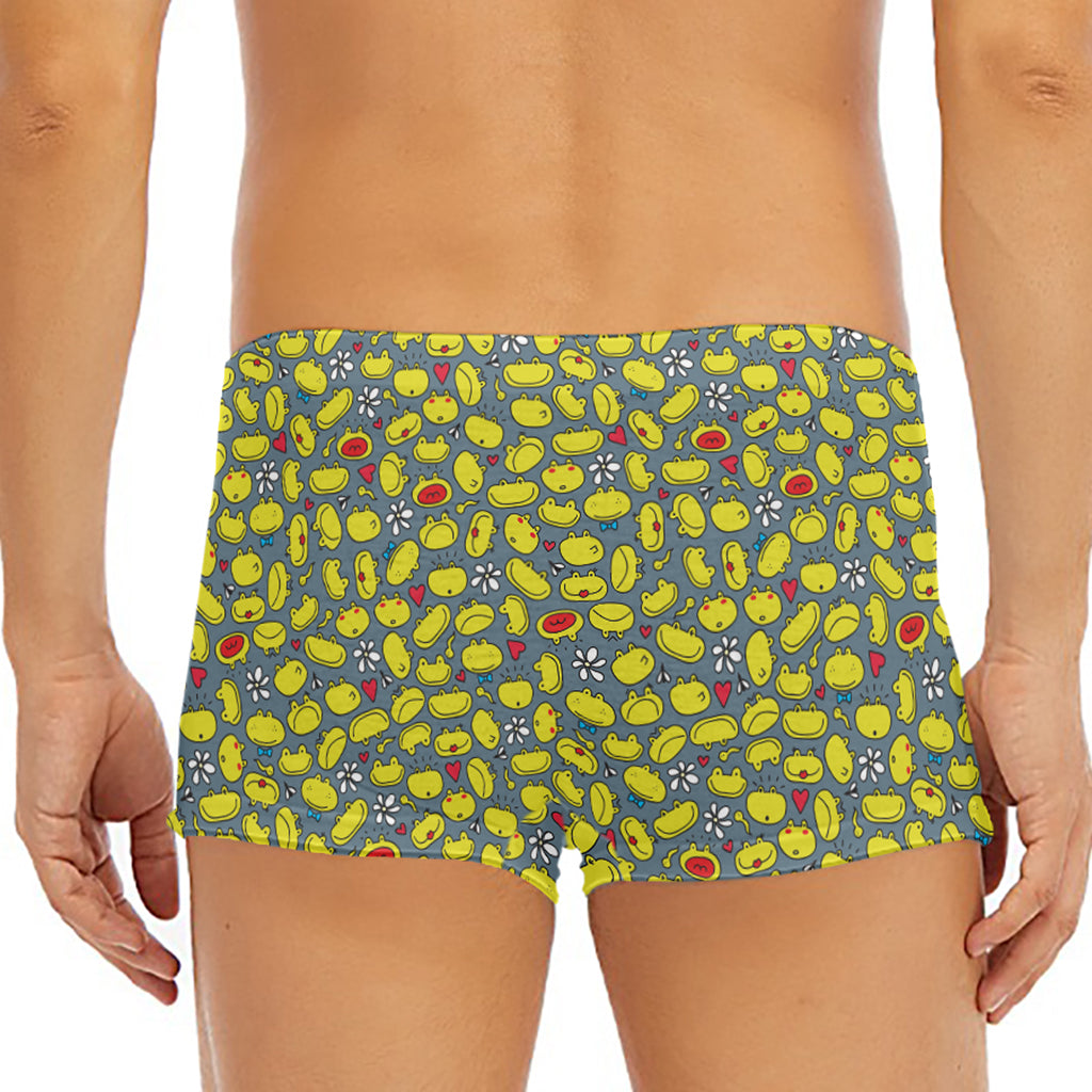 Frog Faces Pattern Print Men's Short Boxer Briefs