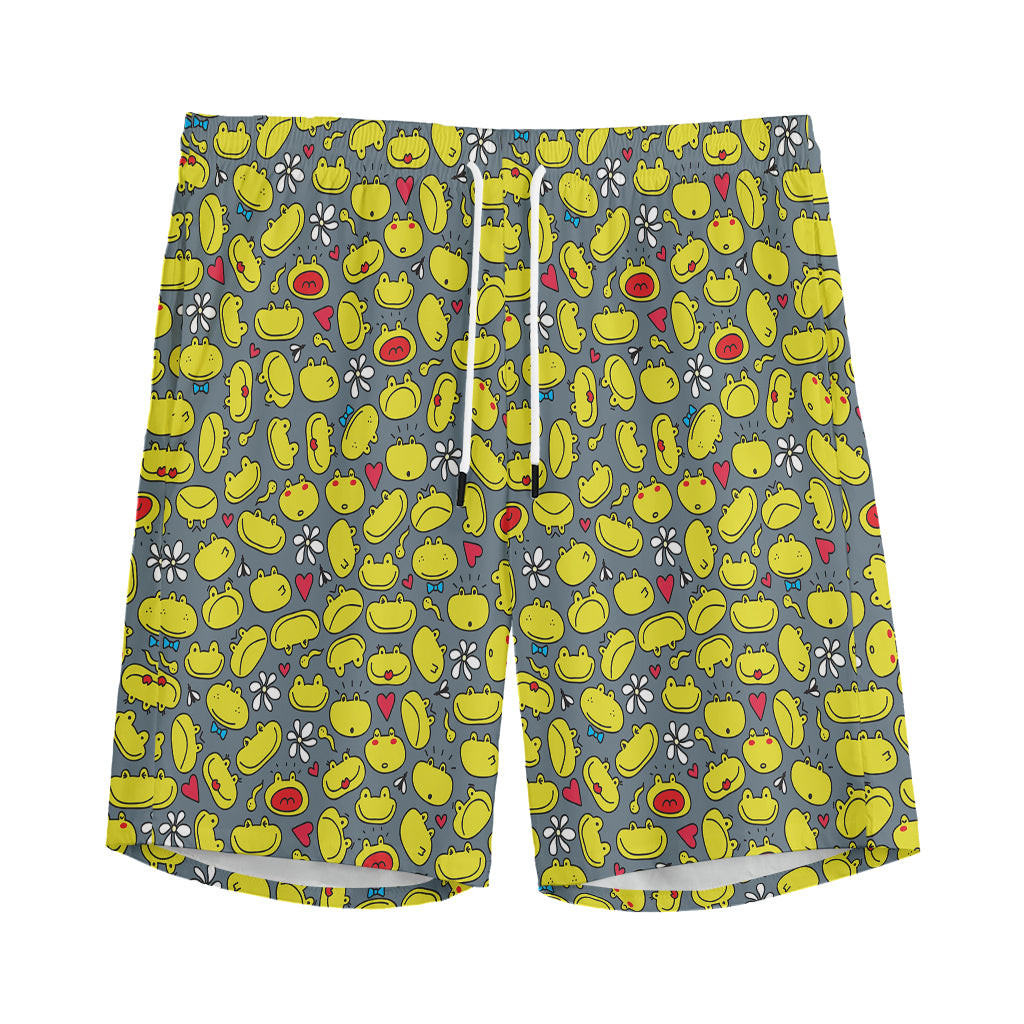 Frog Faces Pattern Print Men's Sports Shorts