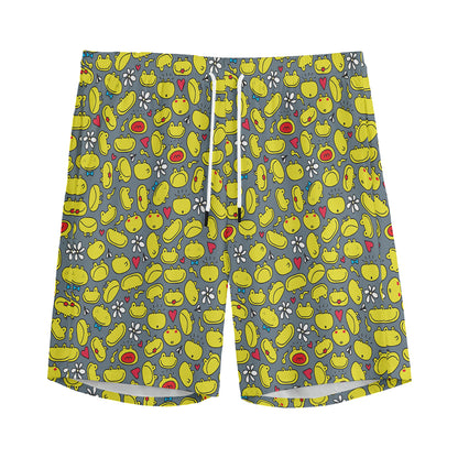 Frog Faces Pattern Print Men's Sports Shorts