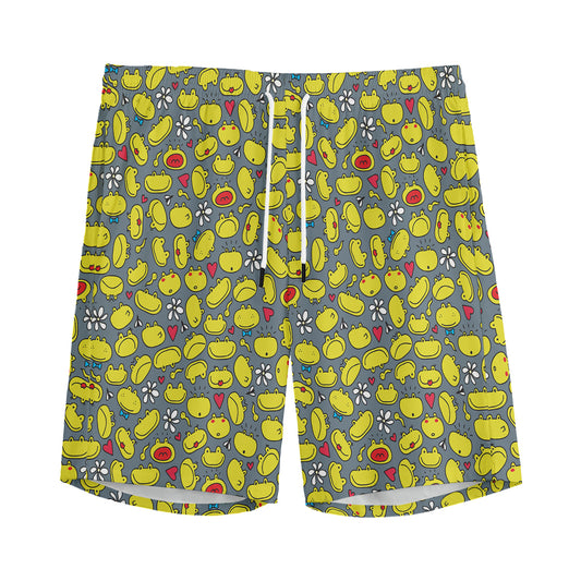Frog Faces Pattern Print Men's Sports Shorts