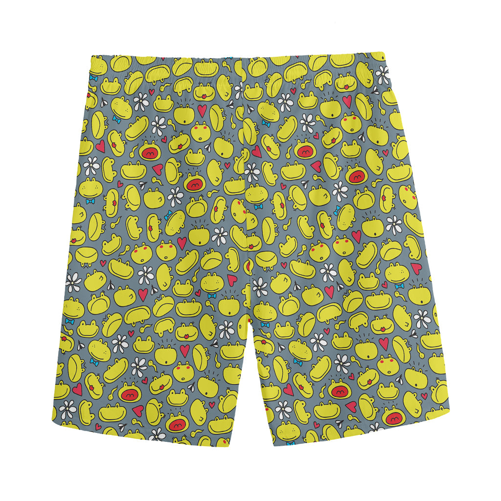 Frog Faces Pattern Print Men's Sports Shorts