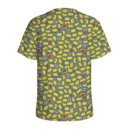 Frog Faces Pattern Print Men's Sports T-Shirt