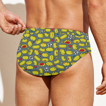 Frog Faces Pattern Print Men's Swim Briefs
