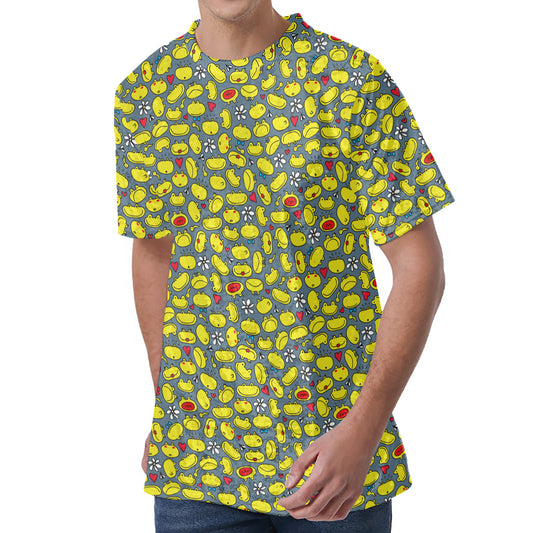 Frog Faces Pattern Print Men's Velvet T-Shirt