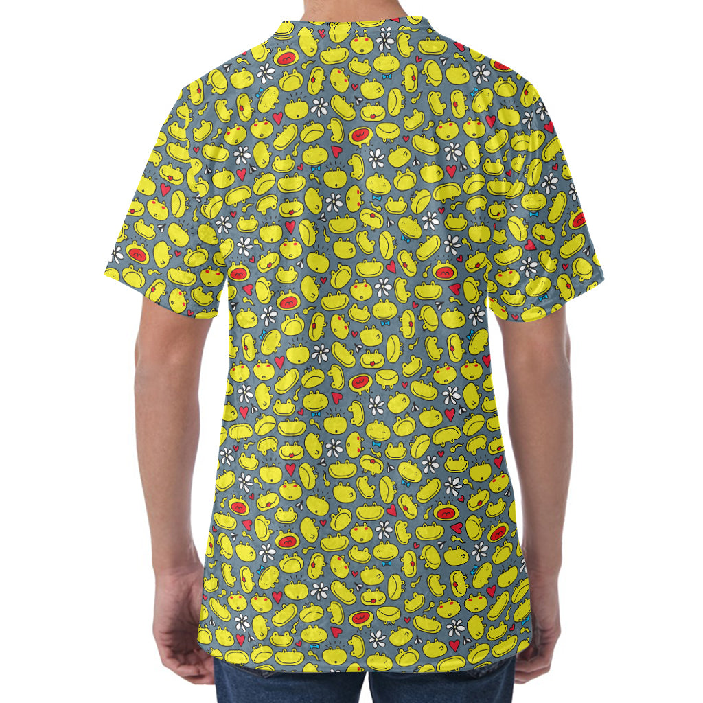Frog Faces Pattern Print Men's Velvet T-Shirt