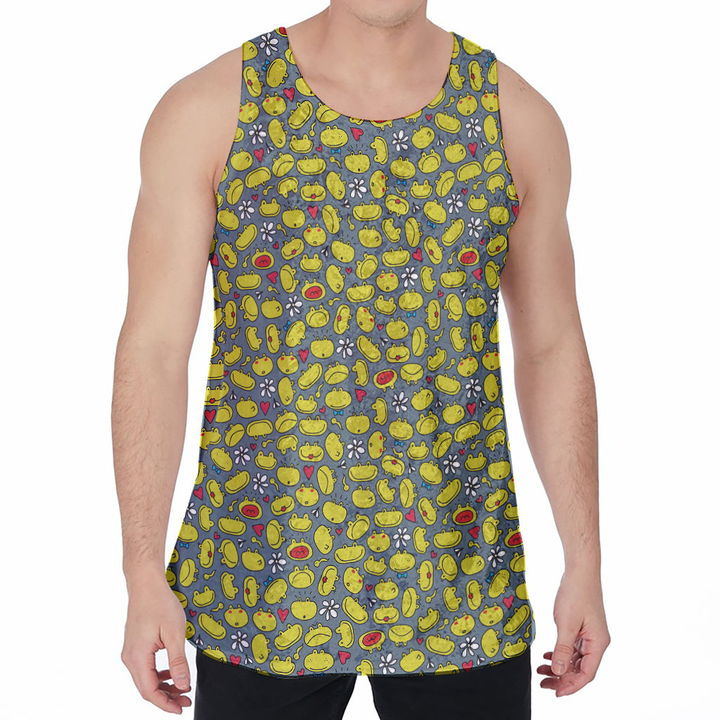 Frog Faces Pattern Print Men's Velvet Tank Top