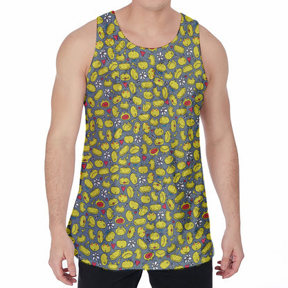 Frog Faces Pattern Print Men's Velvet Tank Top