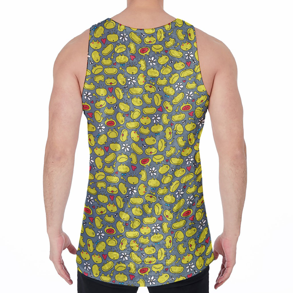 Frog Faces Pattern Print Men's Velvet Tank Top