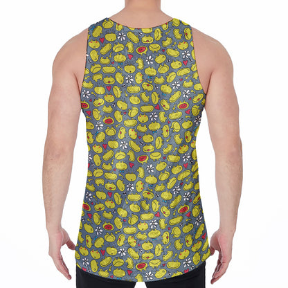 Frog Faces Pattern Print Men's Velvet Tank Top