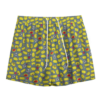 Frog Faces Pattern Print Mesh Shorts