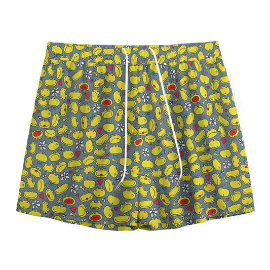 Frog Faces Pattern Print Mesh Shorts
