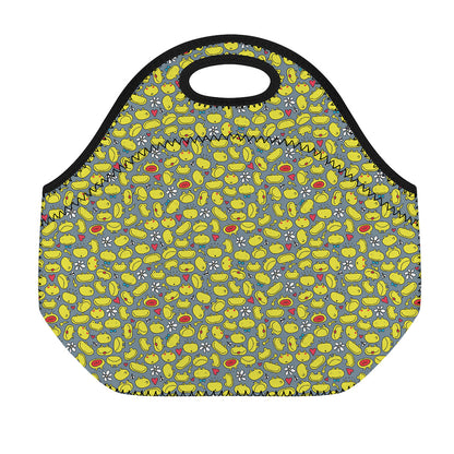 Frog Faces Pattern Print Neoprene Lunch Bag
