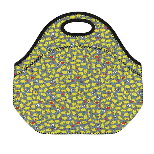 Frog Faces Pattern Print Neoprene Lunch Bag