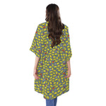 Frog Faces Pattern Print Open Front Beach Cover Up